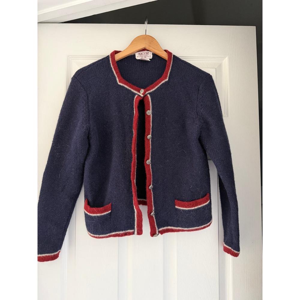 Vintage Skyr Womens Shetland Wool Cardigan Preppy Coastal Cottage